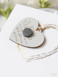 Gold Mirror Plexi Save the Date Magnet with Heart Foiled card