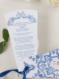 Ordine del giorno del matrimonio di destinazione, ordine del servizio con limoni e piastrelle siciliane