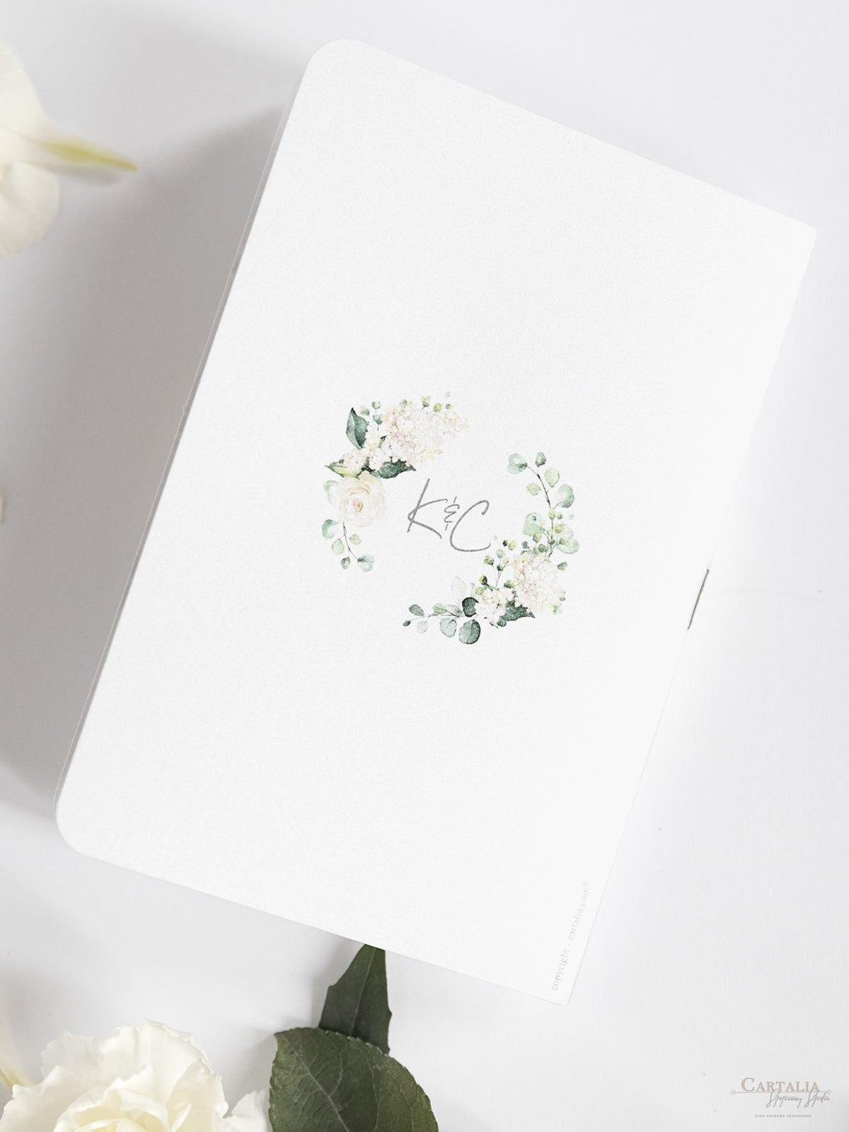 Wedding Hydrangea Folder Wallet in Sage Green, Passport Invitation & Mirror Plane Tag