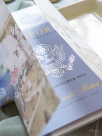 Passport Invitation Suite with Custom Vellum Watercolour Design | Villa Eva, Ravello, Amalfi Coast