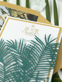 Laser Cut Palm Tree Wrap Suite in Green & Gold | Bespoke Commission M&J