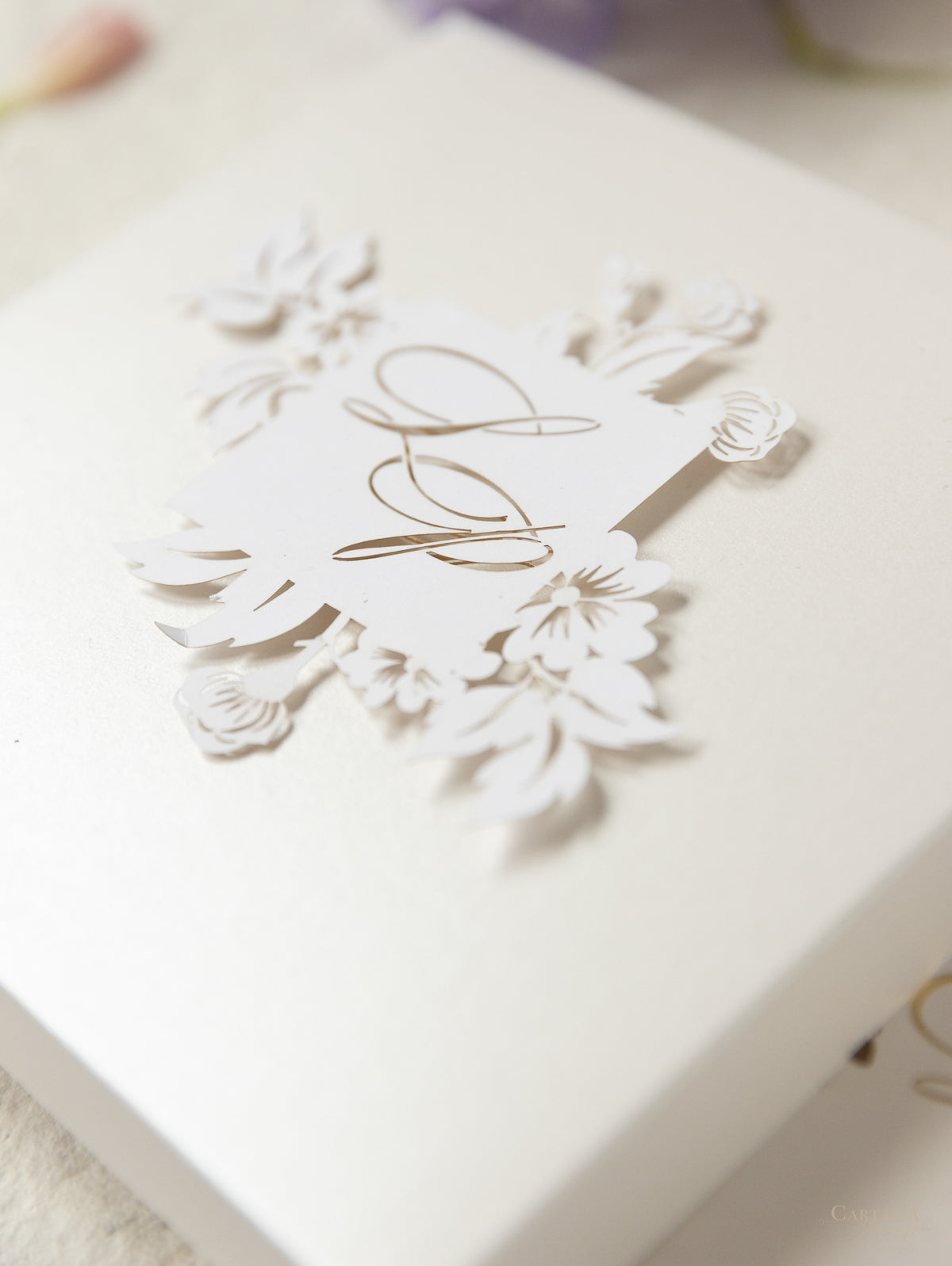 Invitación de boda del lago Como | villa del balbianello | Caja 3D de alta costura | Comisión L&P a medida