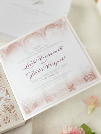 Invitación de boda del lago Como | villa del balbianello | Caja 3D de alta costura | Comisión L&P a medida