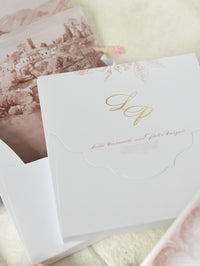 Invitación de boda del lago Como | villa del balbianello | Caja 3D de alta costura | Comisión L&P a medida