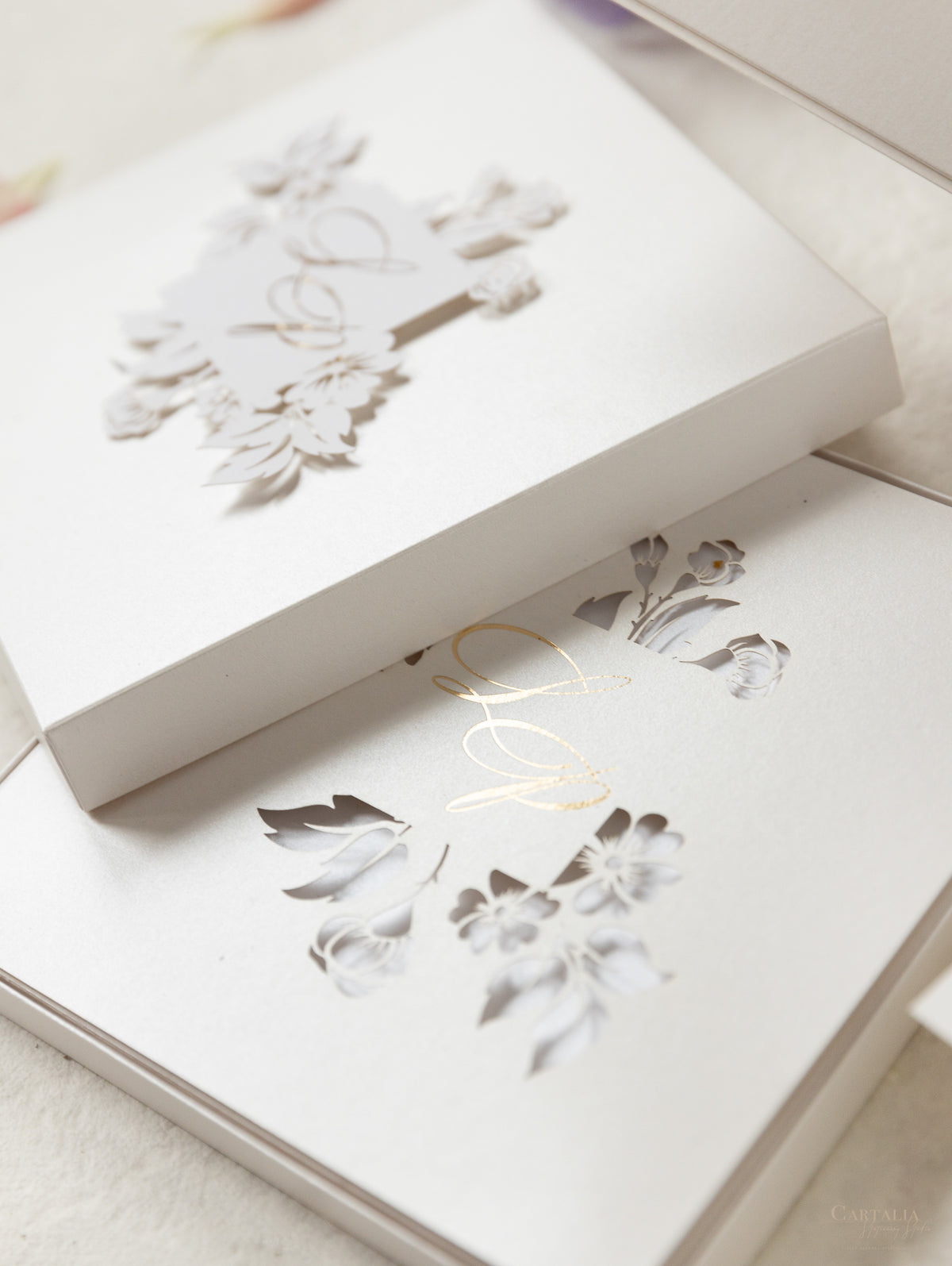 Invitación de boda del lago Como | villa del balbianello | Caja 3D de alta costura | Comisión L&P a medida