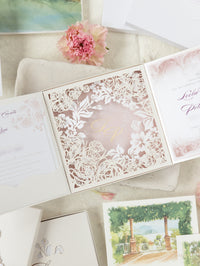 Invitación de boda del lago Como | villa del balbianello | Caja 3D de alta costura | Comisión L&P a medida