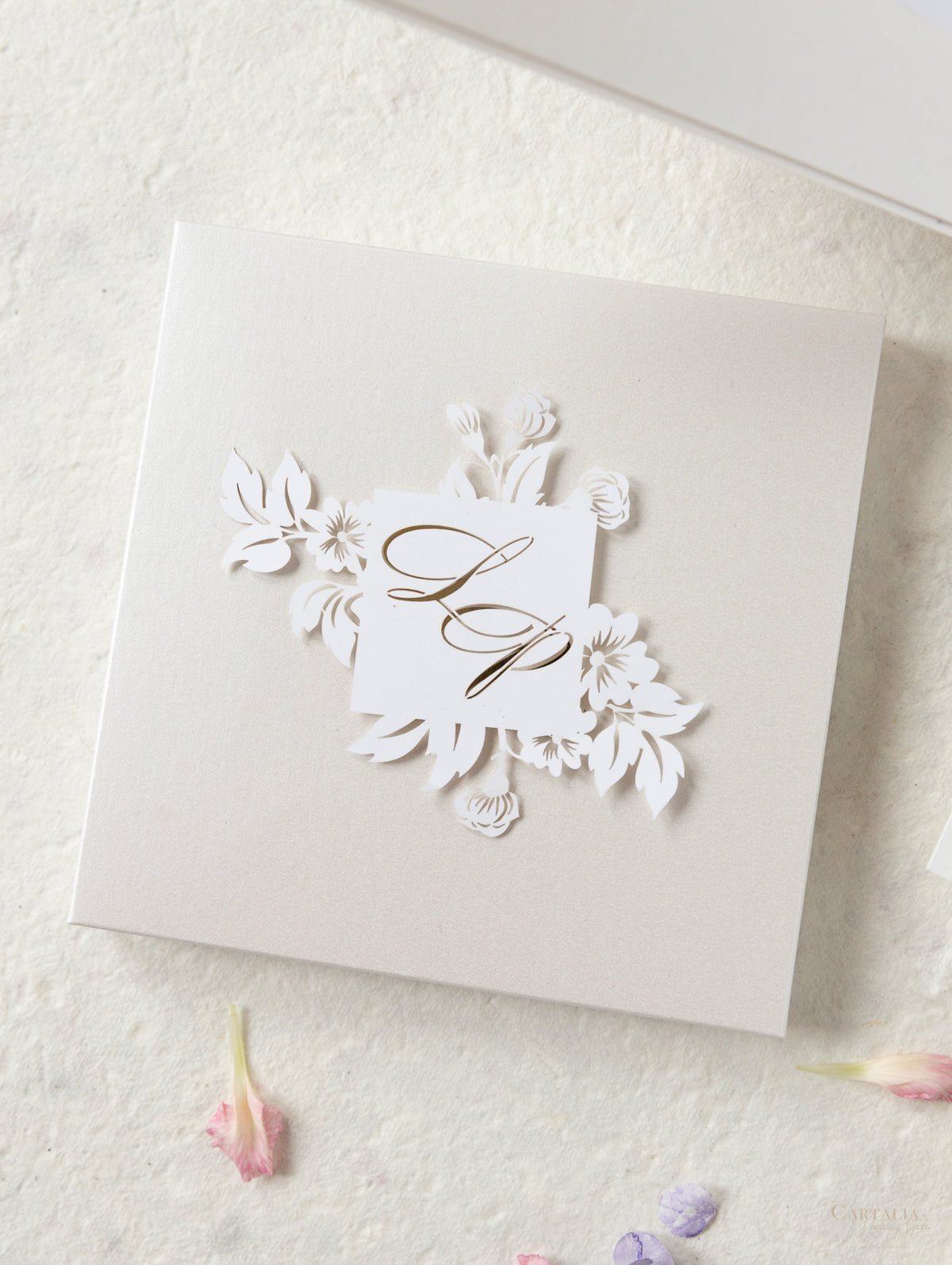 Invitación de boda del lago Como | villa del balbianello | Caja 3D de alta costura | Comisión L&P a medida
