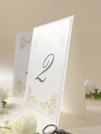 Classic Table Number & Name in Old gold  and Champagne