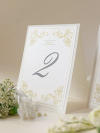 Classic Table Number & Name in Old gold  and Champagne