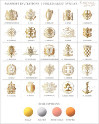 Dusty Blue & Gold Wedding Passport Invite FOLDER :  Luxury Wallet & Tag Passport Invitation