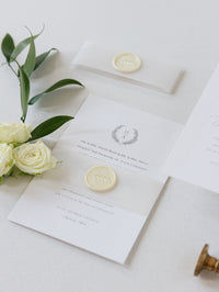 Timeless Triple Embossed Sunk Frame Modern Wedding Evening Invitation with Wax Seal