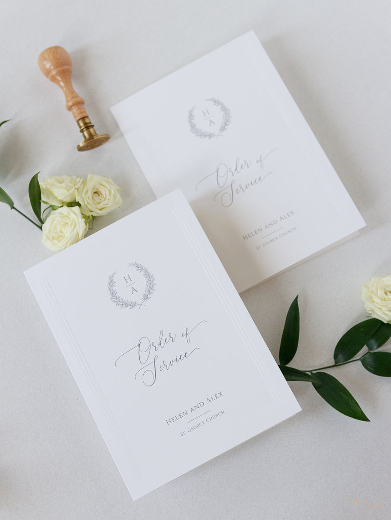 Timeless Triple Embossed Frame Wedding Order Of Service – Cartalia
