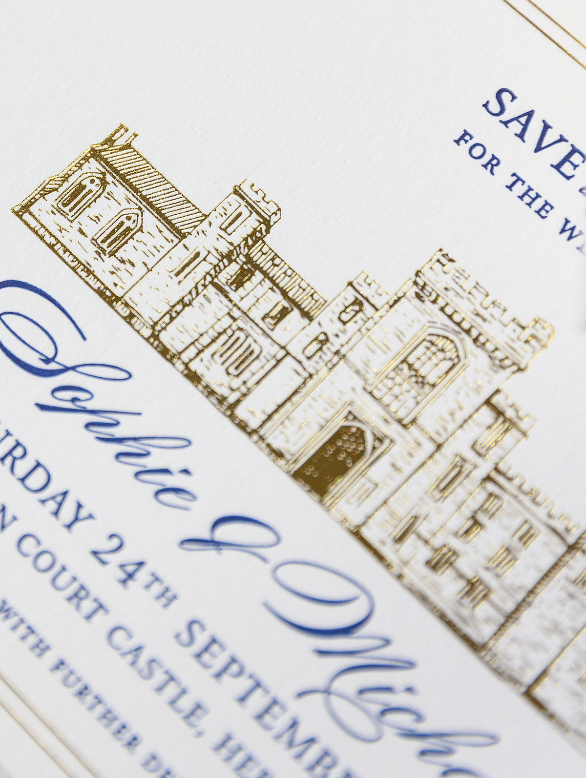 La tua sede | Lamina di lusso e stampa tipografica salva la data con busta