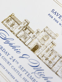 La tua sede | Lamina di lusso e stampa tipografica salva la data con busta