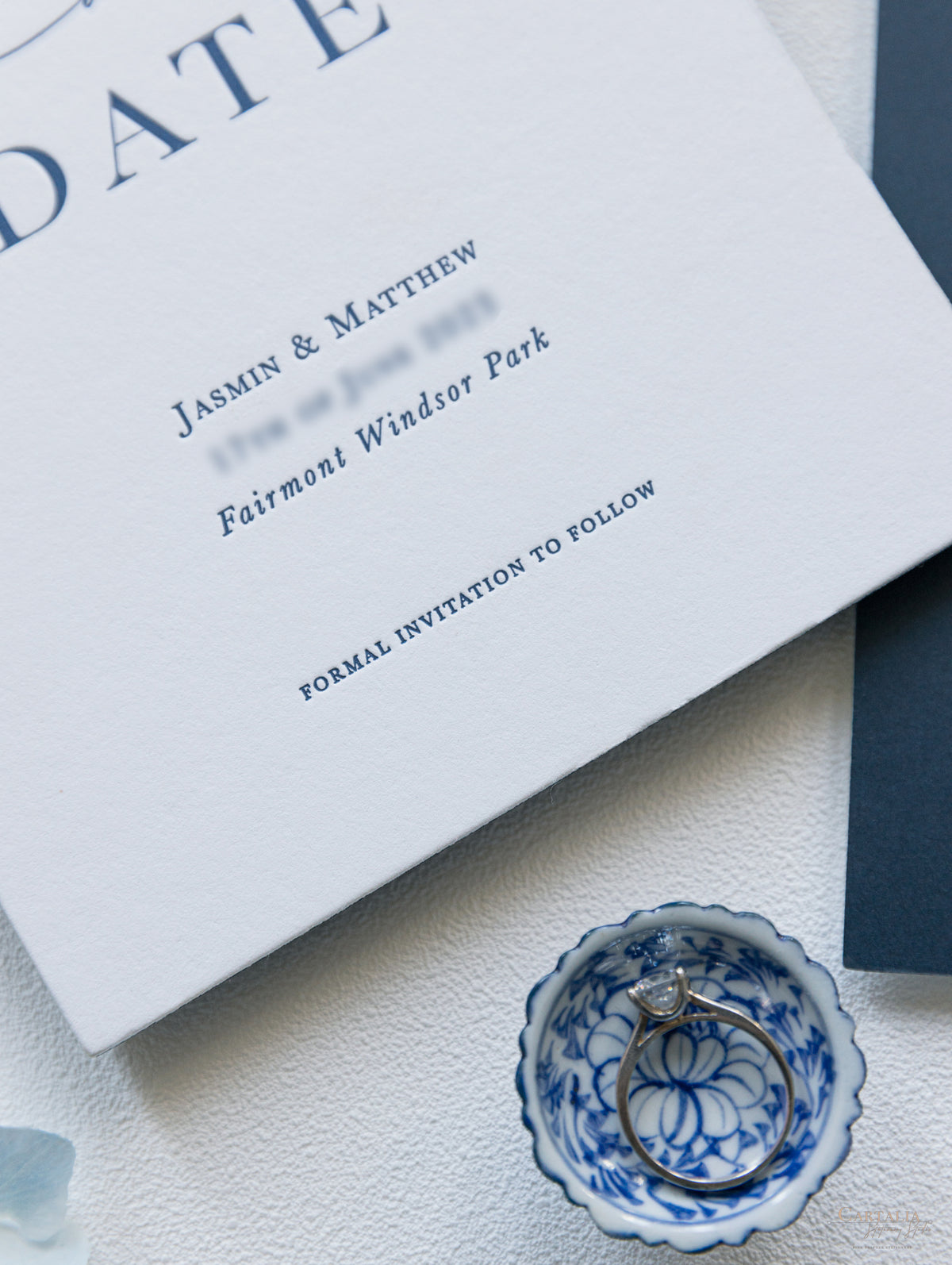 Arch Style Deluxe Navy & White Save the Dates | Bespoke Commission J&M