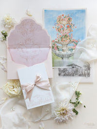 Libro Tasca di lusso fatta a mano in stile scatolato degli inviti La Casa Toscana | Commissione su misura H&R