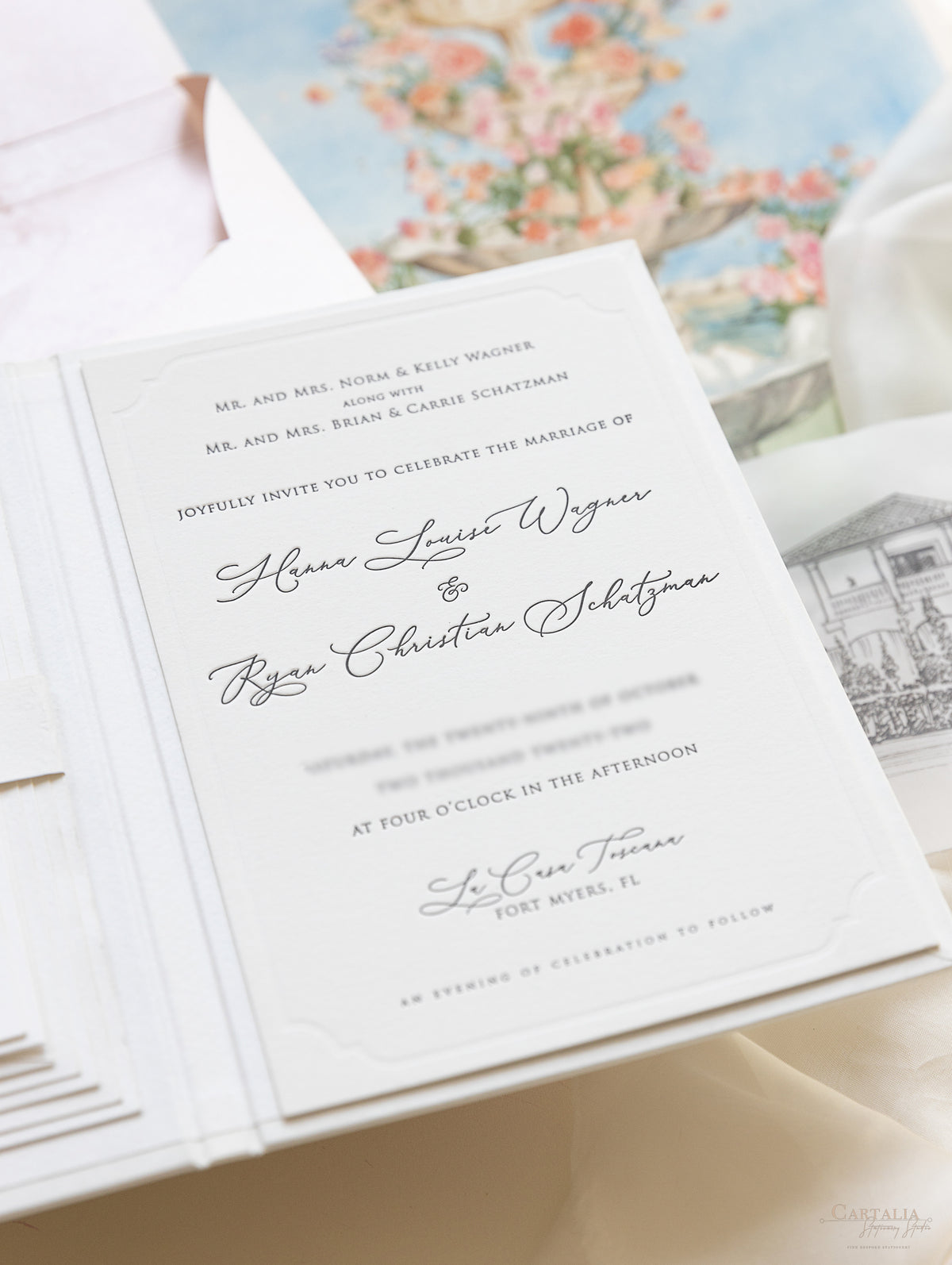 Libro Tasca di lusso fatta a mano in stile scatolato degli inviti La Casa Toscana | Commissione su misura H&R