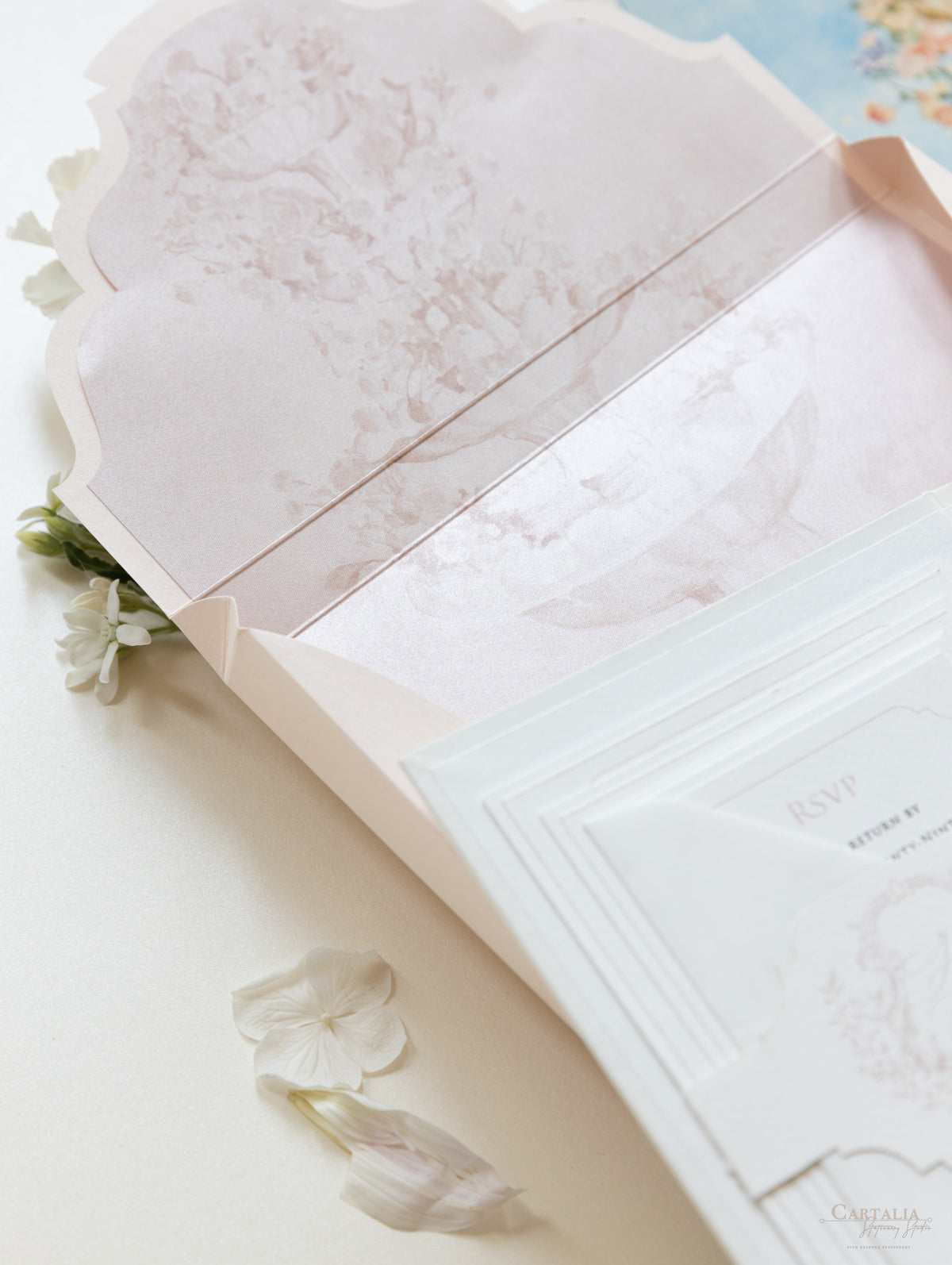 Libro Tasca di lusso fatta a mano in stile scatolato degli inviti La Casa Toscana | Commissione su misura H&R