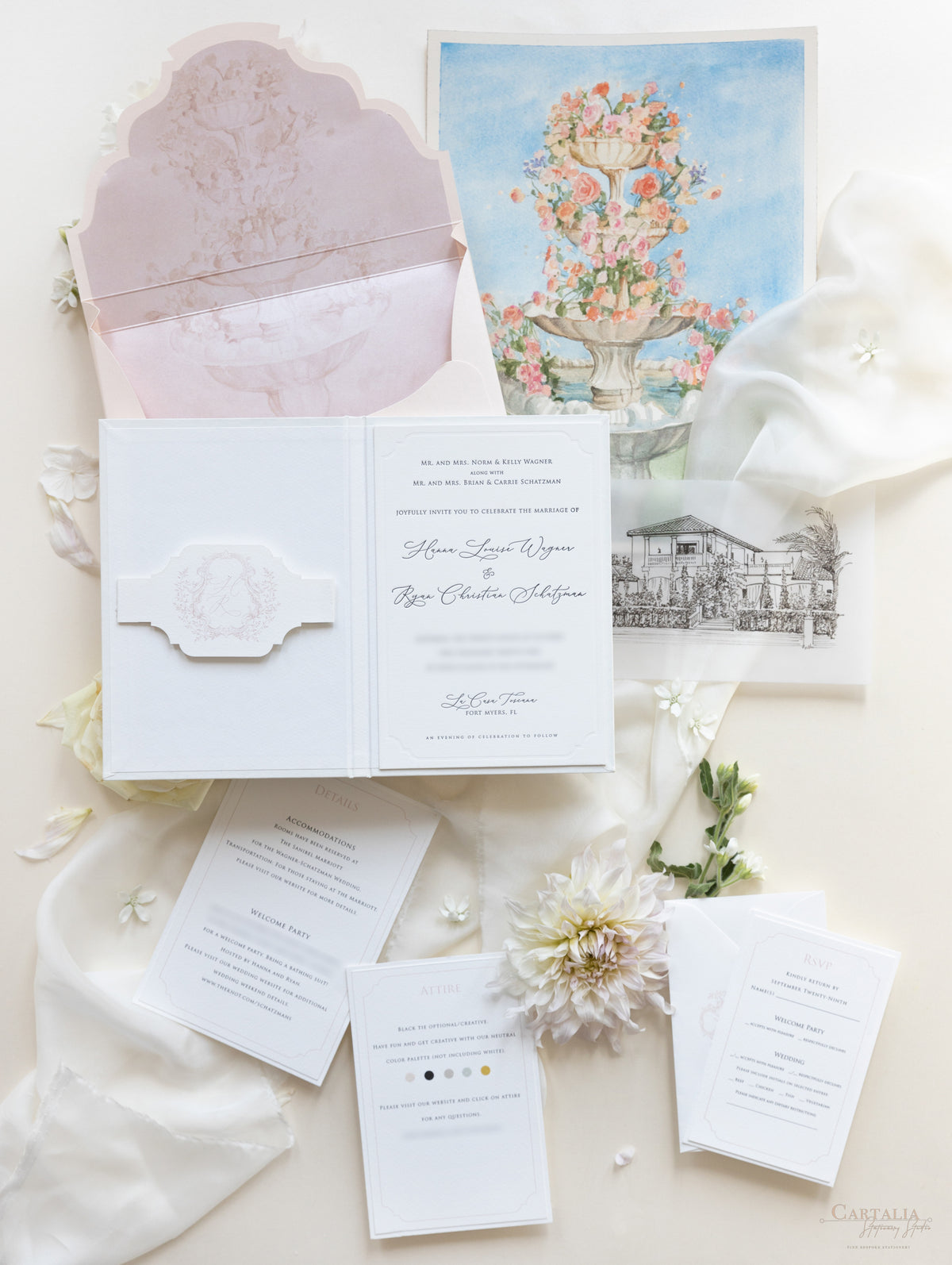 Libro Tasca di lusso fatta a mano in stile scatolato degli inviti La Casa Toscana | Commissione su misura H&R