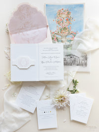 Libro Tasca di lusso fatta a mano in stile scatolato degli inviti La Casa Toscana | Commissione su misura H&R