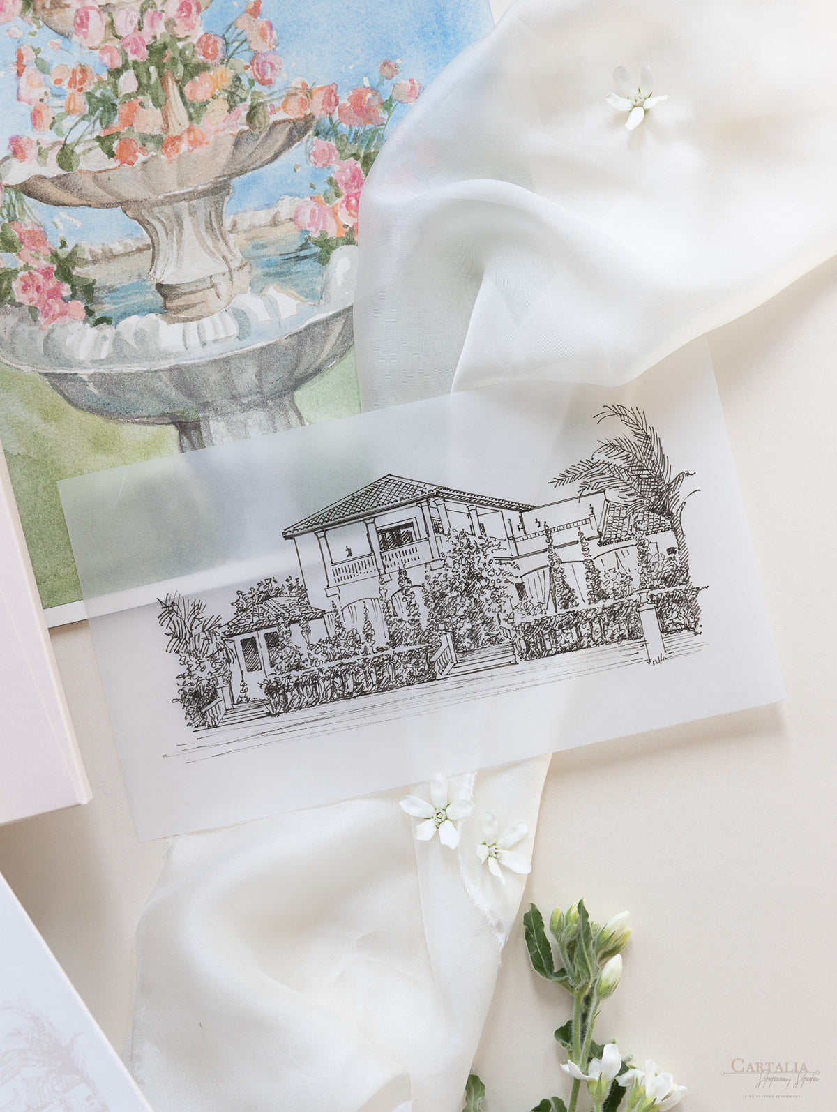 Libro Tasca di lusso fatta a mano in stile scatolato degli inviti La Casa Toscana | Commissione su misura H&R