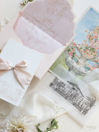 Libro Tasca di lusso fatta a mano in stile scatolato degli inviti La Casa Toscana | Commissione su misura H&R