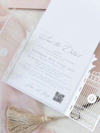 Invitación de boda en Villa Balbiano, lugar en el Lago Como Reserve la fecha | Comisión a medida J&G