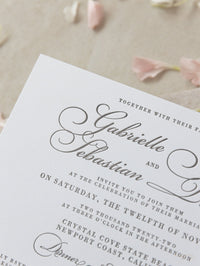 Invito elegante per il giorno del matrimonio con stampa tipografica grigia di lusso in cartone 100% cotone da 710 g/m²