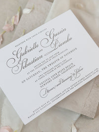 Luxury Gray Letterpress Elegant Wedding Day Invitation in 100 % Cotton 710gsm Board