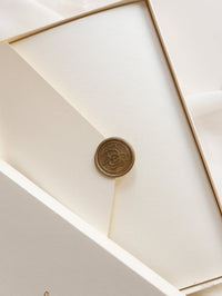 Luxury Boxed Wedding Invitation Pocket Envelope & Wax Seal and Modern Mirror Gold Plexi Wedding Invitation with RSVP & Menu Options