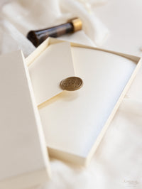 Luxury Boxed Wedding Invitation Pocket Envelope & Wax Seal and Modern Mirror Gold Plexi Wedding Invitation with RSVP & Menu Options
