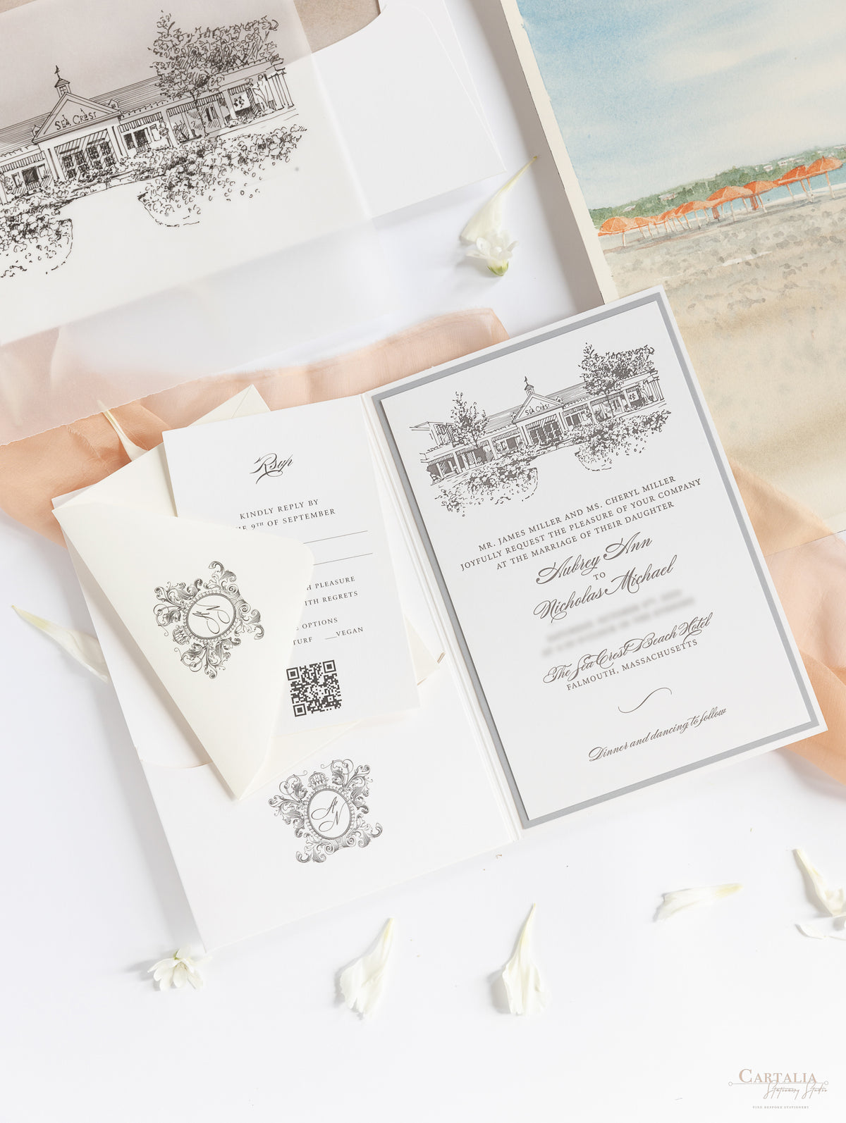 Inviti per hotel sulla spiaggia Sea Crest | Commissione su misura A&N