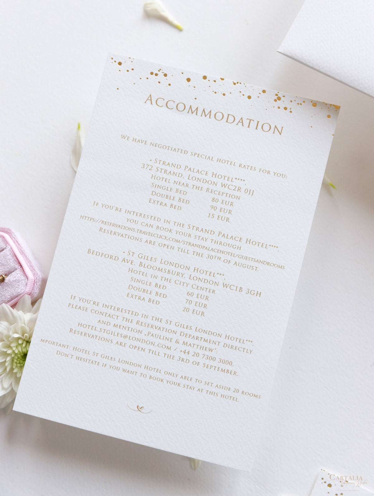 Luxury Royal Gold Foil Confetti Dotted Blush Pink Pocket fold Wedding Invitation Suite
