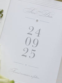 Luxury Pearl Embossed Save the Date