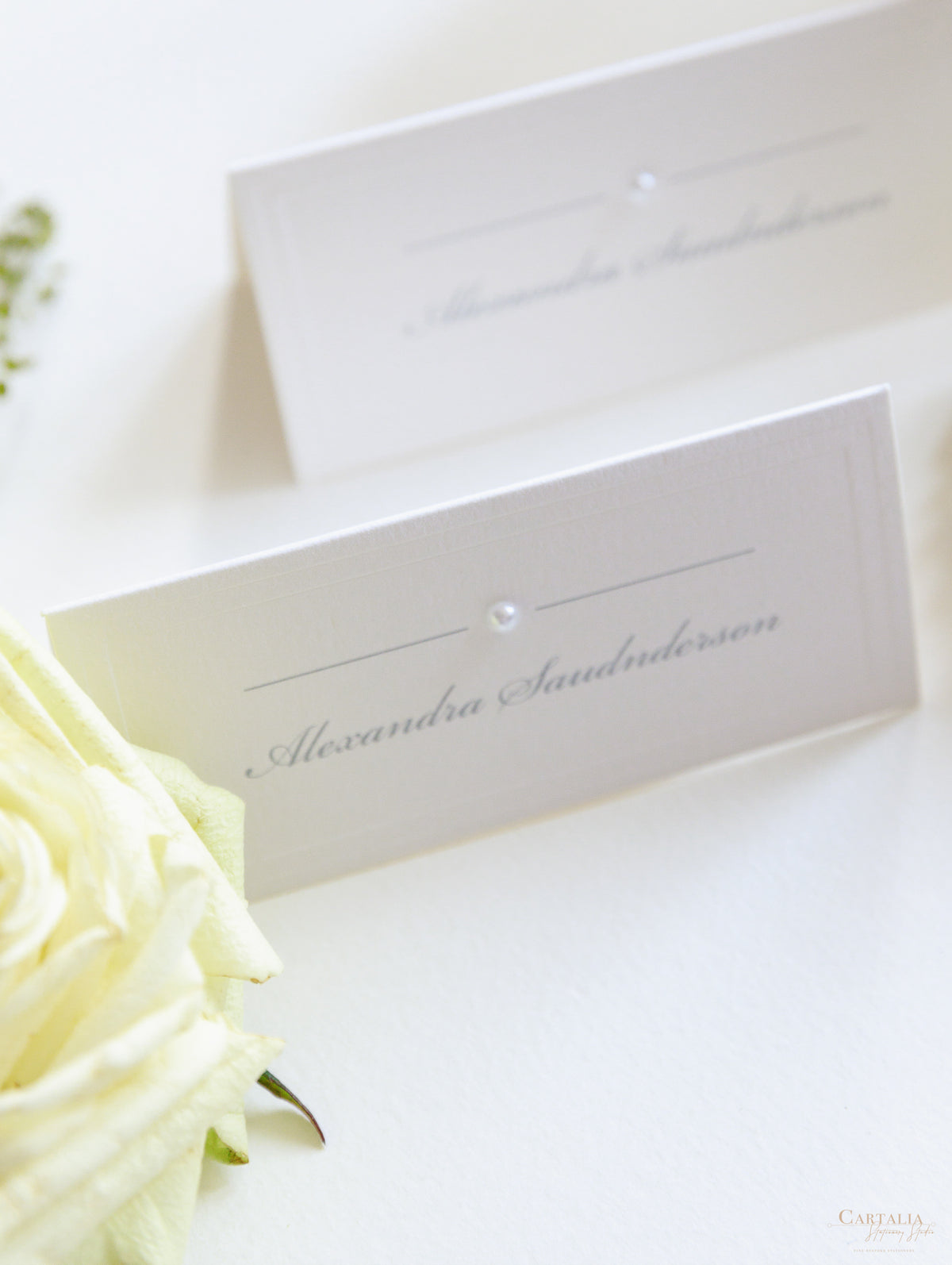 Luxury Embossed Pearl Place Card