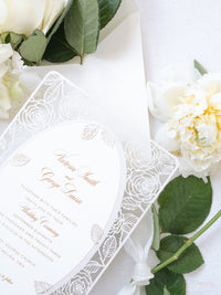 Romantic Roses Mirror Laser Cut Wedding Day Invitation