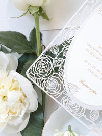 Romantic Roses Mirror Laser Cut Wedding Day Invitation