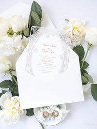 Romantic Roses Mirror Laser Cut Wedding Day Invitation