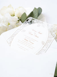 Romantic Roses Mirror Laser Cut Wedding Day Invitation