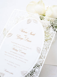 Romantic Roses Mirror Laser Cut Wedding Day Invitation