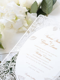 Romantic Roses Mirror Laser Cut Wedding Day Invitation