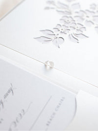 Scatola Couture lilla e viola: suite per inviti di nozze con taglio laser a livelli lussuosamente intricati in 3D