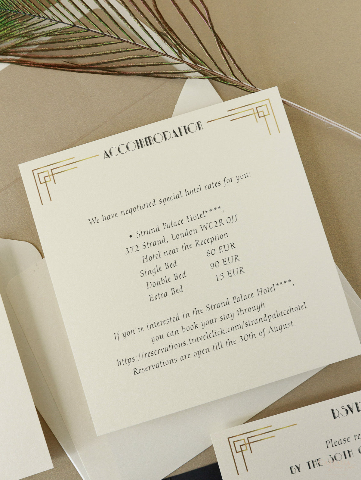 Art Deco Laser Cut Great Gatsby Laser Cut Pocketfold Wedding Invitation Suite with 3 Tier: Guest Info & Travel & RSVP Card