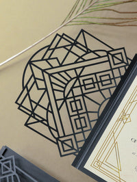 Art Deco Laser Cut Great Gatsby Laser Cut Pocketfold Wedding Invitation Suite with 3 Tier :  Guest Info & Travel & Rsvp Card