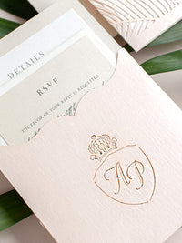 Luxury Tropicana A Palm Tree Wrap Laser Cut Leaves with RSVP + Reception Suite Invitation