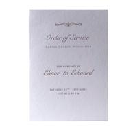 Embossed Luxury Letterpress Elegant Order of Service / Menu