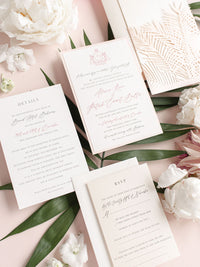 Luxury Tropicana A Palm Tree Wrap Laser Cut Leaves with RSVP + Reception Suite Invitation
