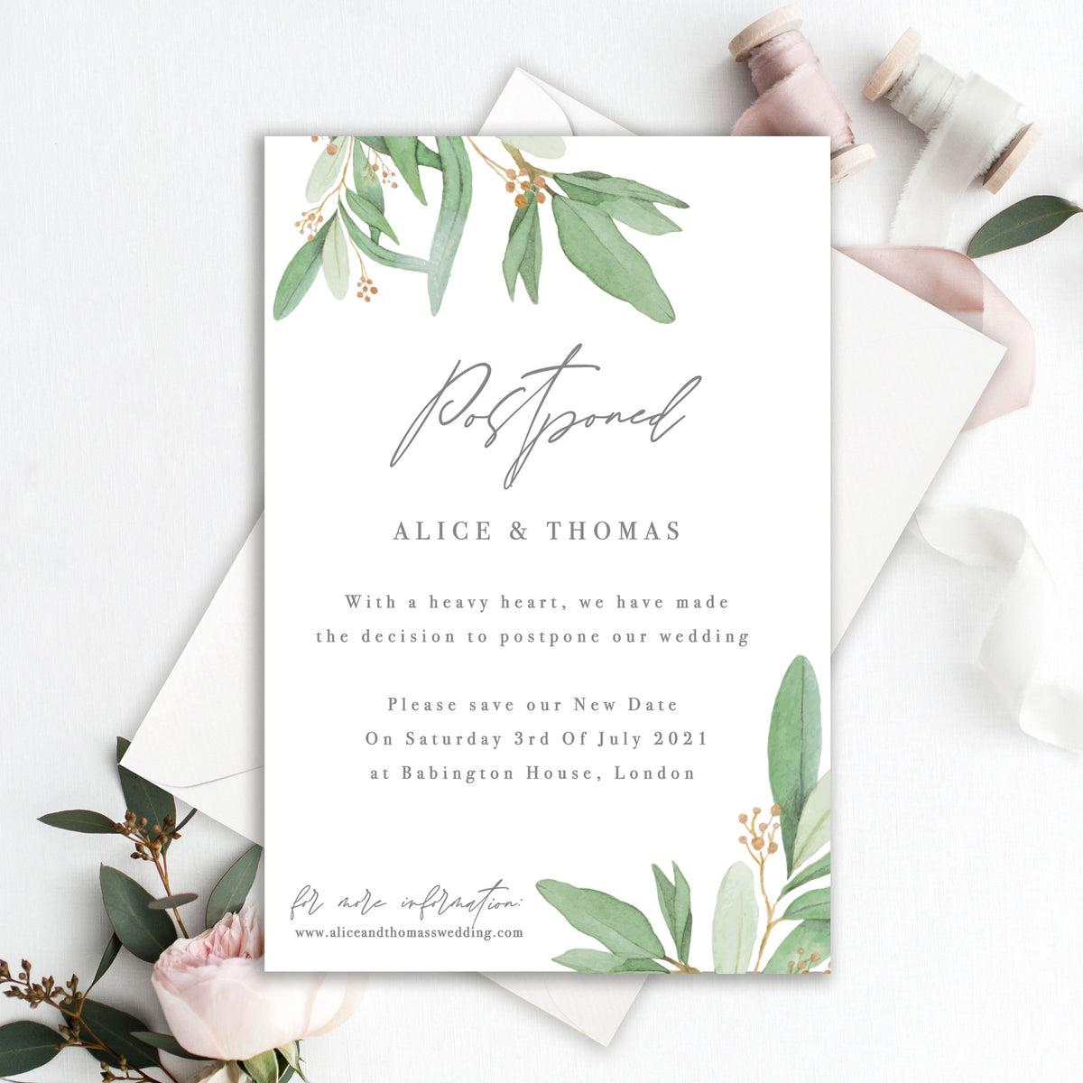 Changement de feuille de date - Carte de mariage de mariage