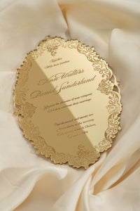 Luxury Boxed Invitation: a Decadent Mirror Gold Plexi Wedding Invitation - Engraved