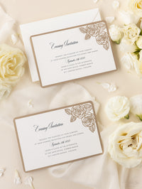 Invitación de noche de boda con corte láser de rosas románticas